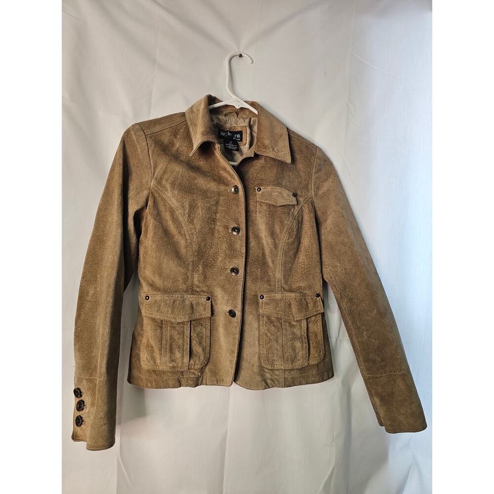 Style & Co Petite Leather Tan jacket size Small